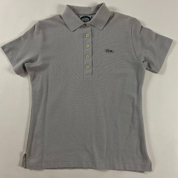 Vintage 80s Izod Lacoste Polo Shirt Womens Size 36 Gray Grey Mesh Golf - Picture 2 of 8